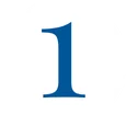 Blue number 1 centered on a white circular background with a black-bordered edge.